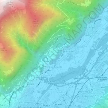 Topografisk kort Castelfranco, højde, terræn