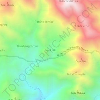 Topografisk kort Salukadi, højde, terræn