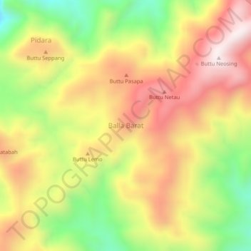 Topografisk kort Balla Barat, højde, terræn