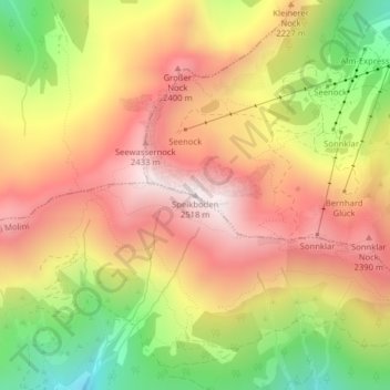 Topografisk kort Speikboden, højde, terræn