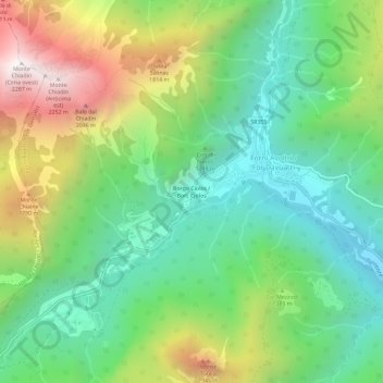 Topografisk kort Ciolos, højde, terræn