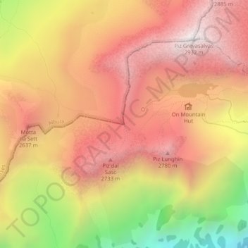 Topografisk kort Pass Lunghin, højde, terræn