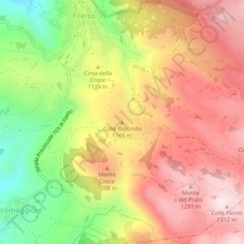 Topografisk kort Colle Rotondo, højde, terræn