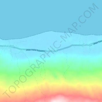 Topografisk kort Bambalo, højde, terræn