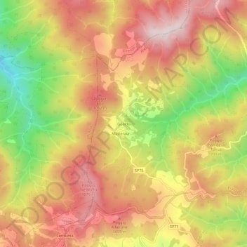 Topografisk kort Gualdo, højde, terræn