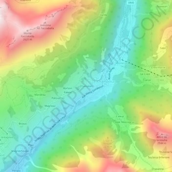 Topografisk kort Champlan, højde, terræn