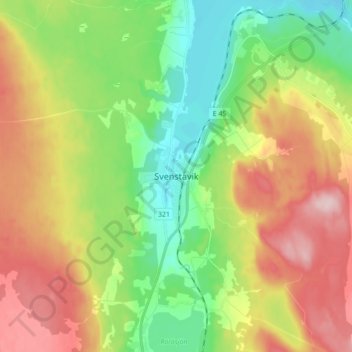Topografisk kort Svenstavik, højde, terræn