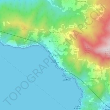 Topografisk kort Anzo, højde, terræn