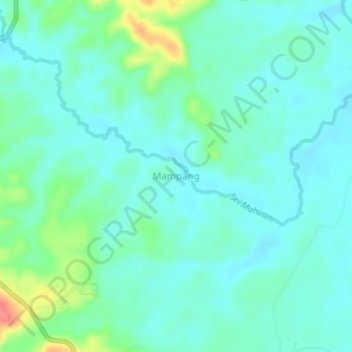 Topografisk kort Mampang, højde, terræn
