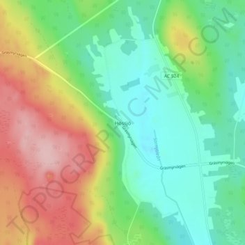 Topografisk kort Hössjö, højde, terræn