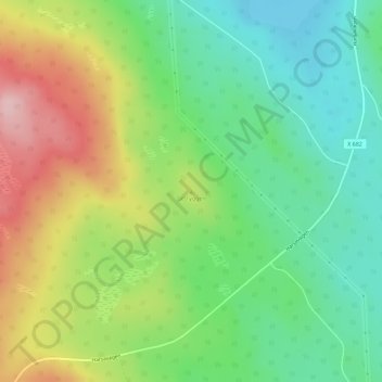 Topografisk kort Getryggen, højde, terræn