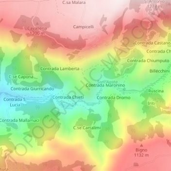 Topografisk kort Latro, højde, terræn