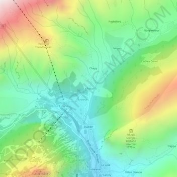 Topografisk kort La Palud, højde, terræn