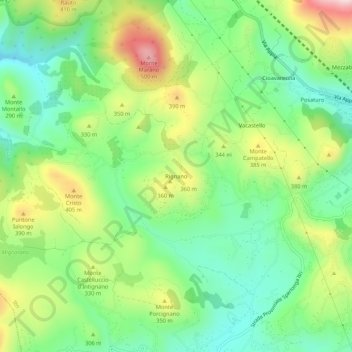 Topografisk kort Rignano, højde, terræn