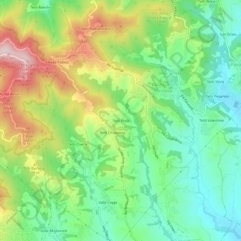 Topografisk kort Tetti Piola, højde, terræn