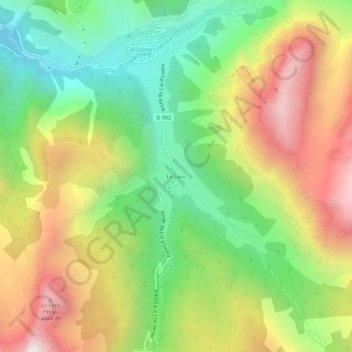 Topografisk kort Le Laus, højde, terræn