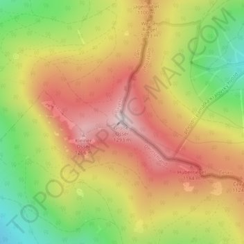 Topografisk kort Großer Osser, højde, terræn