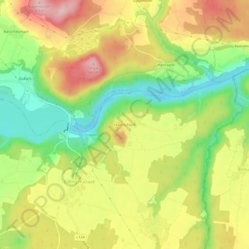 Topografisk kort Humtschach, højde, terræn