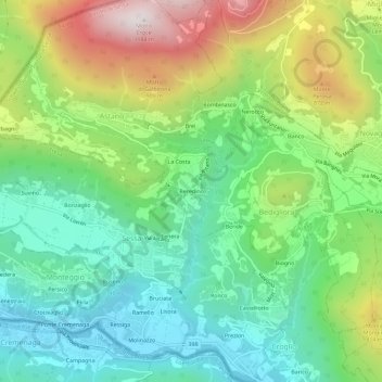 Topografisk kort Beredino, højde, terræn