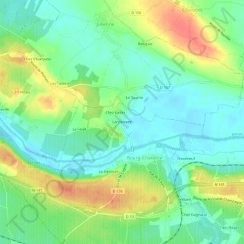Topografisk kort Lancement, højde, terræn