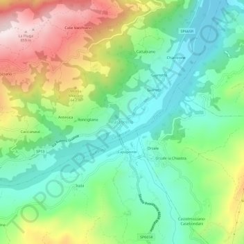 Topografisk kort Pastorello, højde, terræn