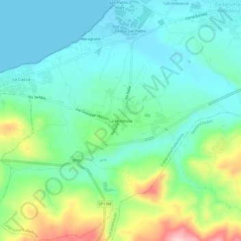 Topografisk kort La Muddizza, højde, terræn