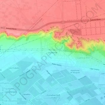 Topografisk kort Los Hornos, højde, terræn