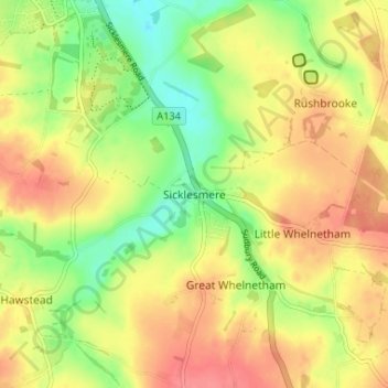 Topografisk kort Sicklesmere, højde, terræn