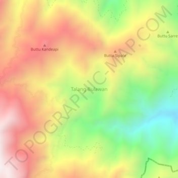 Topografisk kort Talang Bulawan, højde, terræn