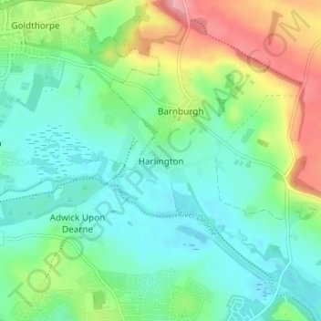 Topografisk kort Harlington, højde, terræn