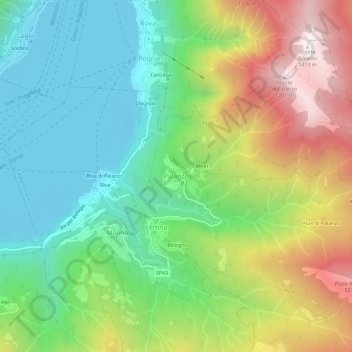 Topografisk kort Palanzo, højde, terræn