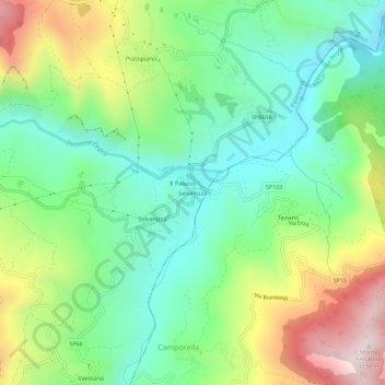 Topografisk kort Selvanizza, højde, terræn