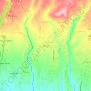 Topografisk kort Abuan, højde, terræn