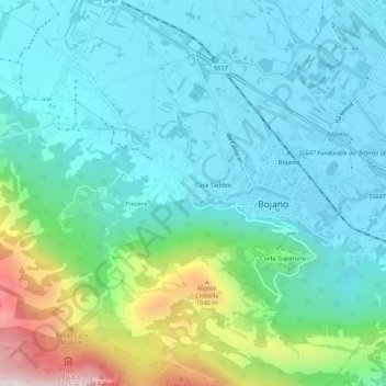 Topografisk kort Maiella, højde, terræn