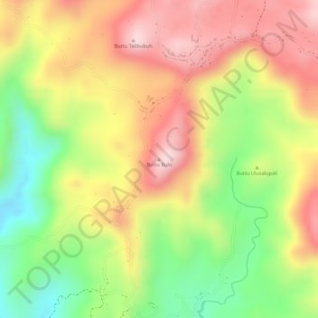 Topografisk kort Buttu Bulo, højde, terræn