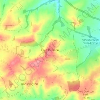 Topografisk kort Cold Overton, højde, terræn