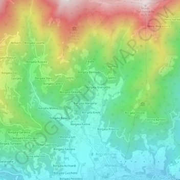 Topografisk kort Borgata Cesani, højde, terræn