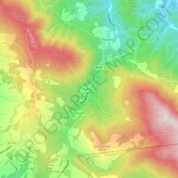 Topografisk kort Mulinaccio, højde, terræn