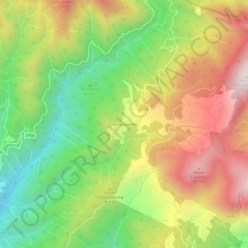 Topografisk kort Montefegatesi, højde, terræn