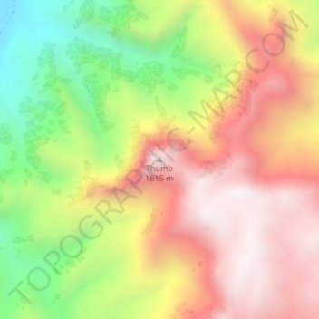 Topografisk kort Thumb, højde, terræn