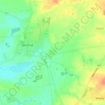 Topografisk kort Jennum, højde, terræn