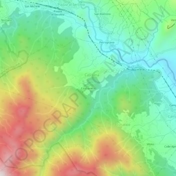 Topografisk kort Cascianella, højde, terræn