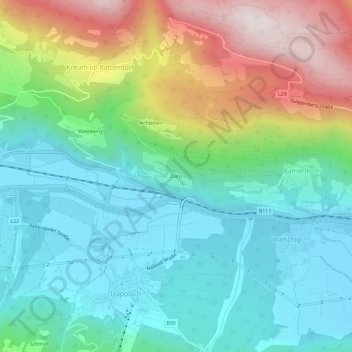 Topografisk kort Danz, højde, terræn