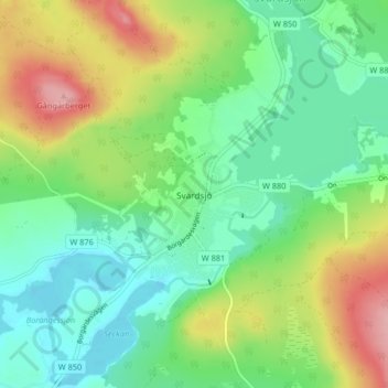 Topografisk kort Svärdsjö, højde, terræn