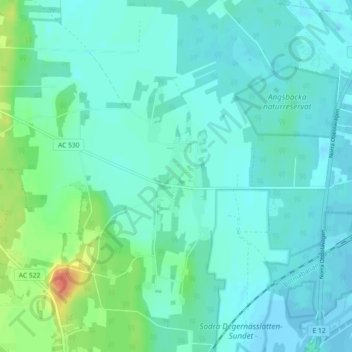 Topografisk kort Degernäs, højde, terræn