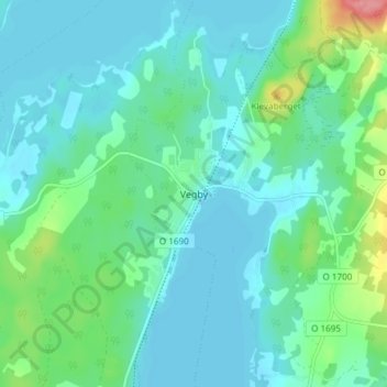 Topografisk kort Vegby, højde, terræn
