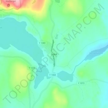 Topografisk kort Gideå, højde, terræn