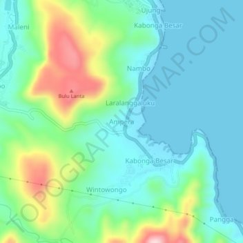 Topografisk kort Ampera, højde, terræn