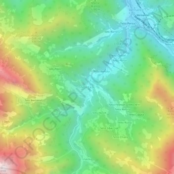 Topografisk kort Tetto Cace, højde, terræn