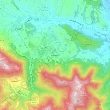 Topografisk kort Cagnatico, højde, terræn